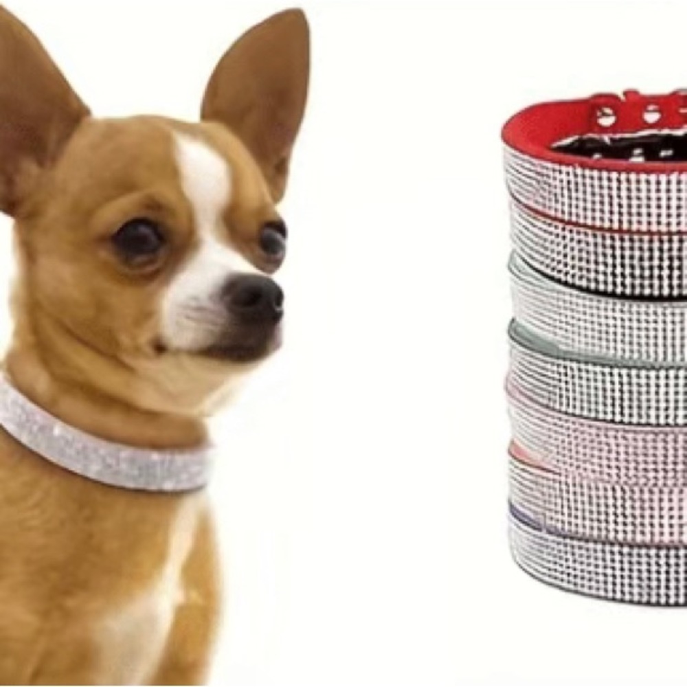 Cat & Dog Adjustable Red & Rhinestone Bling Collar